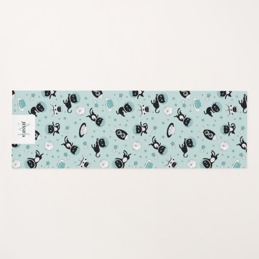 もっとモダン宇宙の黒猫の柄が必要 ヨガマット (正面(横))