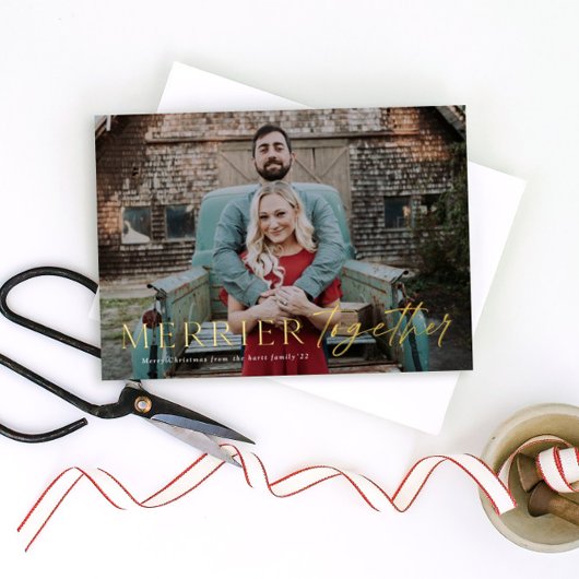 もっと一緒に楽しく メリークリスマス フォト ゴールド 箔シーズンカード
