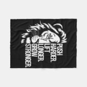 もっと強く押せ。長く持ち上げる強く育つ。ボディービルド フリースブランケット (正面(横))