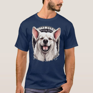 「もっと心配なく生きる – お洒落犬 Tシャツ