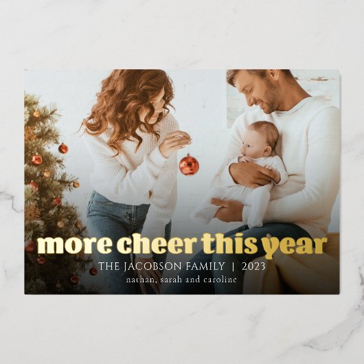 もっと応援今年の新生児フォイルホリデーカード 箔シーズンカード (正面)