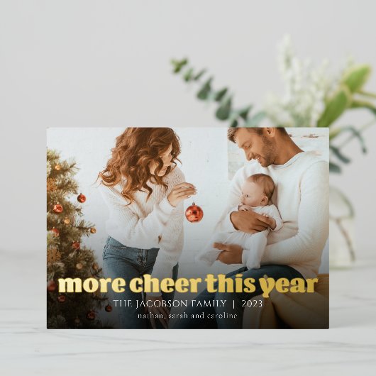 もっと応援今年の新生児フォイルホリデーカード 箔シーズンカード (立ち正面)