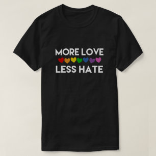 もっと愛。憎しみは減る。レインボーハート。ゲイプライド Tシャツ