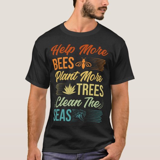 もっと救済も多くのミツバチが植物より多くの木が海を浄化 – E Tシャツ (正面)