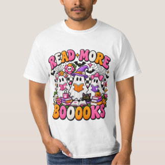 もっと本を読もうか かわいいハロウィンの幽霊 本の好きな人へ Tシャツ
