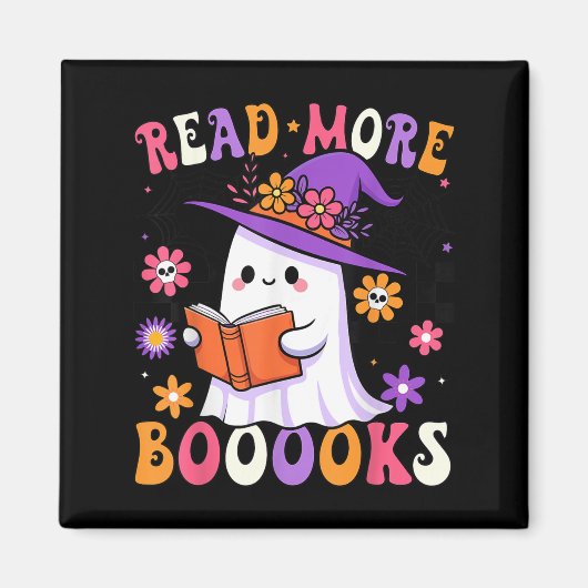 もっと本を読もう おばけ 読書 おもしろ 先生 ハロウィン マグネット (正面)