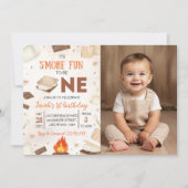 もっと楽しいお誕生日 スモアキャンプファイヤー写真 招待状 (正面)