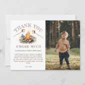 もっと楽しい かわいい キャンプファイヤー キャンピング 子供の誕生日 サンキューカード (正面)