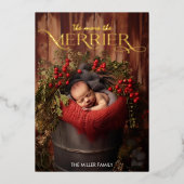 もっと楽しくなるクリスマス 現代タイポグラフィ 箔シーズンカード (正面)