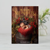 もっと楽しくなるクリスマス 現代タイポグラフィ 箔シーズンカード (立ち正面)