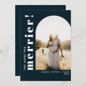 もっと楽しくマタニティ アーチ ネイビー フォト シーズンカード (正面/裏面)