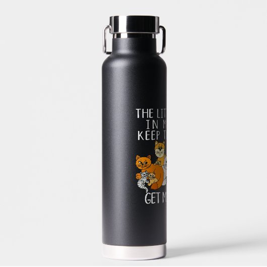 もっと猫をおもしろいことわざ黒 ウォーターボトル (正面)