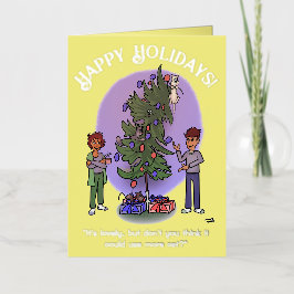 もっと猫クリスマスフォールディングイエローフォイルカード 箔シーズンカード