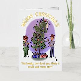 もっと猫ホワイトフォイル折り畳みクリスマスカード 箔グリーティングカード