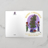 もっと猫ホワイトフォイル折り畳みクリスマスカード 箔グリーティングカード (外側レイダウン)