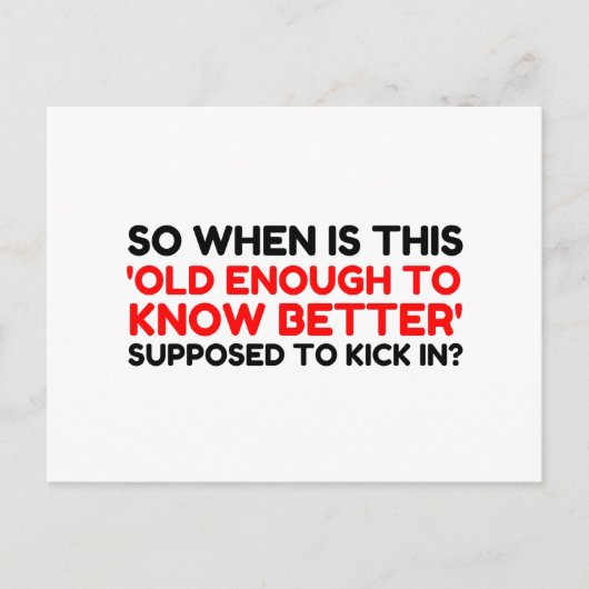 もっと良い知識を持つ年齢 ポストカード (正面)