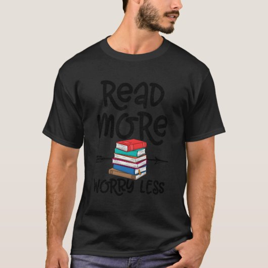 もっと読の心配を少なく積み重ね本の愛 Tシャツ (正面)