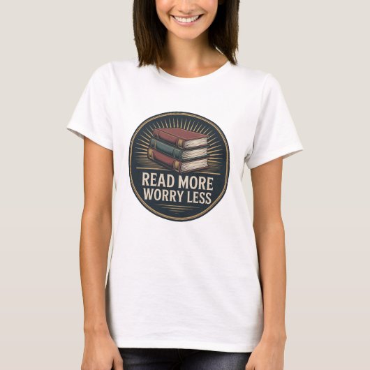 もっと読も心配の少ないレトロ本恋人 Tシャツ (正面)
