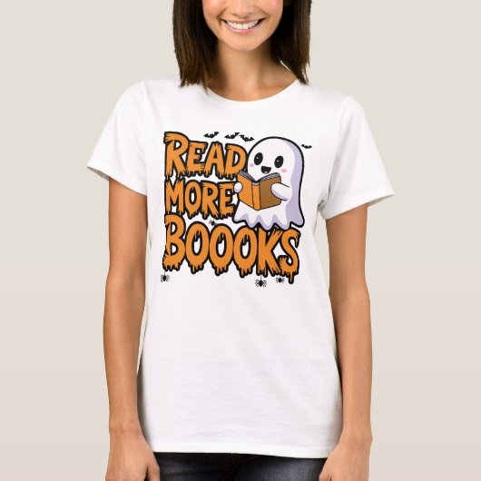 もっと読ブーック幽霊ハロウィーン Tシャツ (正面)