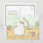 もっと踊って幸せに！ポーラーベア・うさぎの水彩画 ポストカード (正面/裏面)