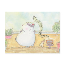 もっと踊って幸せに！ポーラーベア・うさぎの水彩画