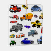 もっと車のトラックの普通消防車のブルドーザーバスレースカー セラミックオーナメント (右)