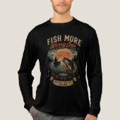 'もっと釣りをして、悩みを減らそう' ヴィンテージ トライブレンドTシャツ (正面)