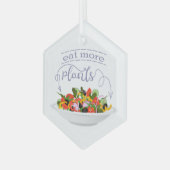 もっと食べの植物の生鮮サラダ動機レタリング ガラスオーナメント (正面左)