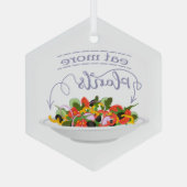 もっと食べの植物の生鮮サラダ動機レタリング ガラスオーナメント (裏面)