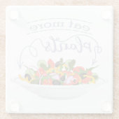 もっと食べの植物の生鮮サラダ動機レタリング ガラスコースター (裏面)