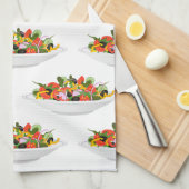 もっと食べの植物の生鮮サラダ動機レタリング キッチンタオル (四つ折り)