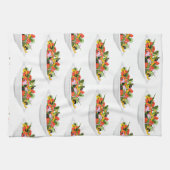 もっと食べの植物の生鮮サラダ動機レタリング キッチンタオル (横)