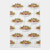 もっと食べの植物の生鮮サラダ動機レタリング キッチンタオル (縦)