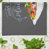 もっと食べの植物の生鮮サラダ動機レタリング キッチンタオル (折り畳み)