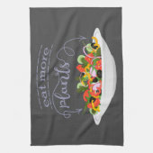 もっと食べの植物の生鮮サラダ動機レタリング キッチンタオル (縦)