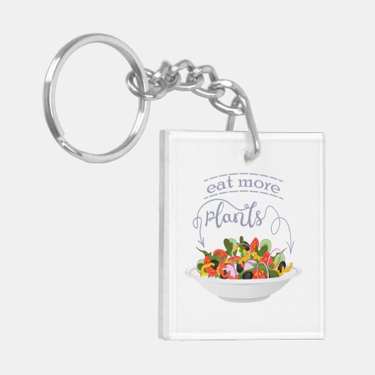 もっと食べの植物の生鮮サラダ動機レタリング キーホルダー (正面左)