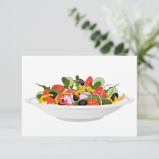 もっと食べの植物の生鮮サラダ動機レタリング サンキューカード (スタンド正面)