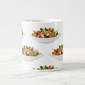 もっと食べの植物の生鮮サラダ動機レタリング ジャンボコーヒーマグカップ (正面)