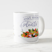 もっと食べの植物の生鮮サラダ動機レタリング ジャンボコーヒーマグカップ (正面右)