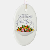 もっと食べの植物の生鮮サラダ動機レタリング セラミックオーナメント (右)