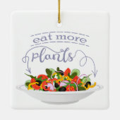 もっと食べの植物の生鮮サラダ動機レタリング セラミックオーナメント (裏面)
