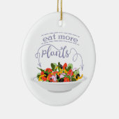 もっと食べの植物の生鮮サラダ動機レタリング セラミックオーナメント (右)