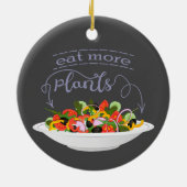 もっと食べの植物の生鮮サラダ動機レタリング セラミックオーナメント (裏面)