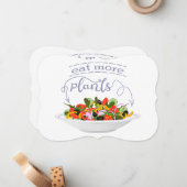もっと食べの植物の生鮮サラダ動機レタリング ノートカード (正面/裏面インサイチュ)