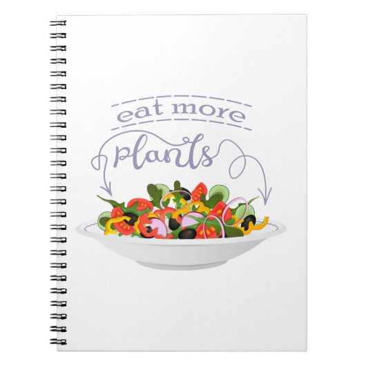 もっと食べの植物の生鮮サラダ動機レタリング ノートブック (正面)