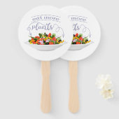 もっと食べの植物の生鮮サラダ動機レタリング ハンドファン (正面&裏面)