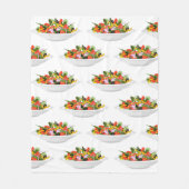 もっと食べの植物の生鮮サラダ動機レタリング フリースブランケット (正面)