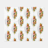 もっと食べの植物の生鮮サラダ動機レタリング フリースブランケット (正面(横))