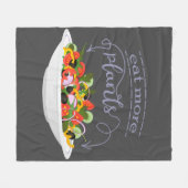 もっと食べの植物の生鮮サラダ動機レタリング フリースブランケット (正面(横))