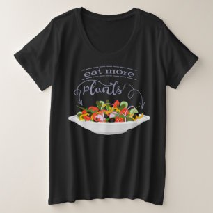 もっと食べの植物の生鮮サラダ動機レタリング プラスサイズTシャツ